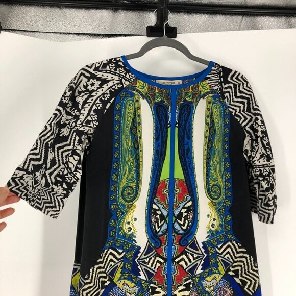 Etro silk tapestry mini dress  abstract print multicolor size 40 (US ~4-6) - Picture 4 of 14